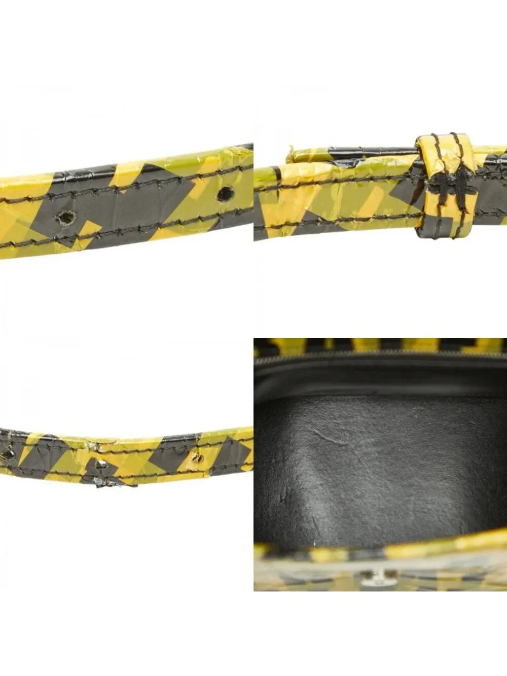 Balenciaga Hourglass S 2-Way Shoulder Bag Top Handle Yellow Black Leather Tape